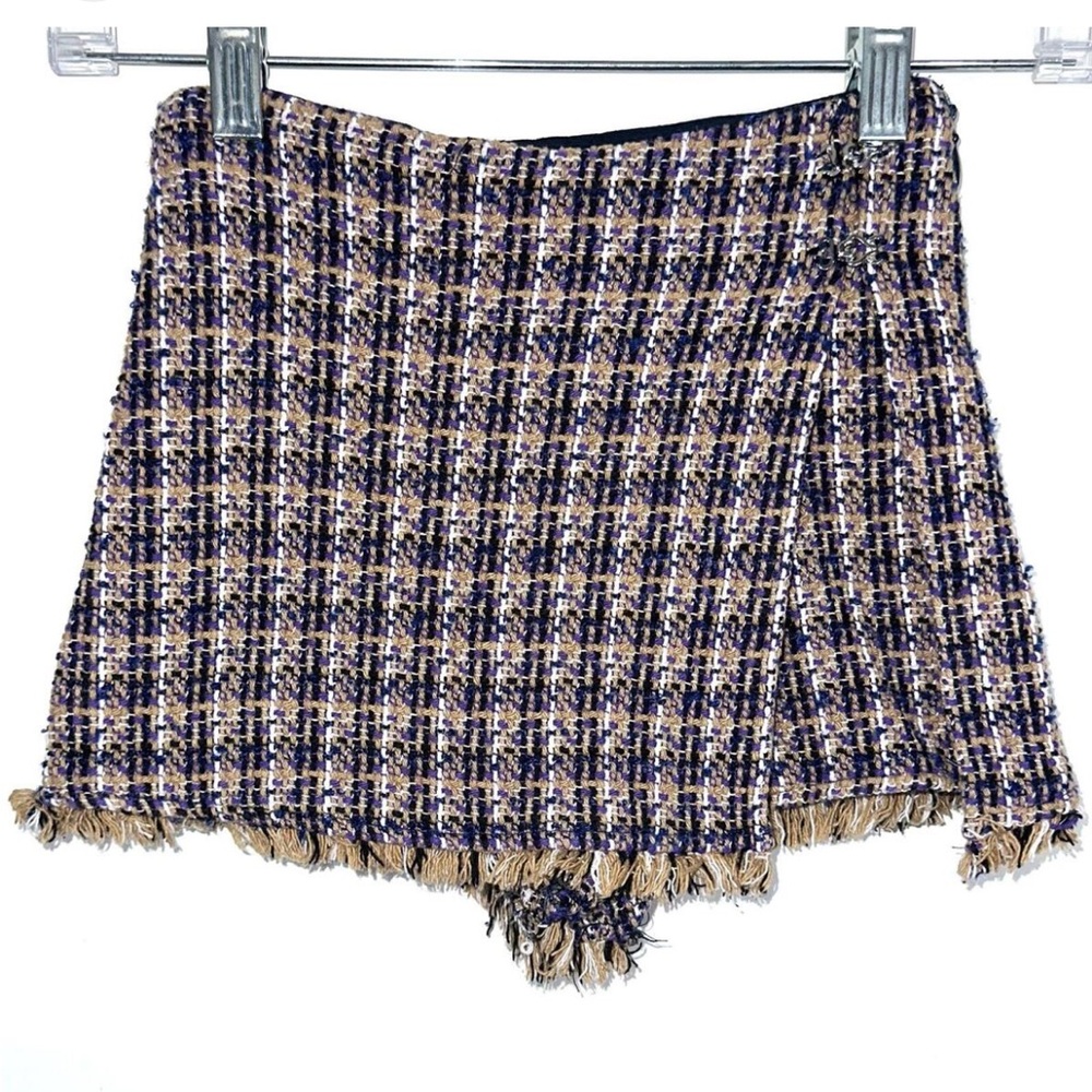 Zara Black and Purple Tweed Skirt - Picture 3 of 9